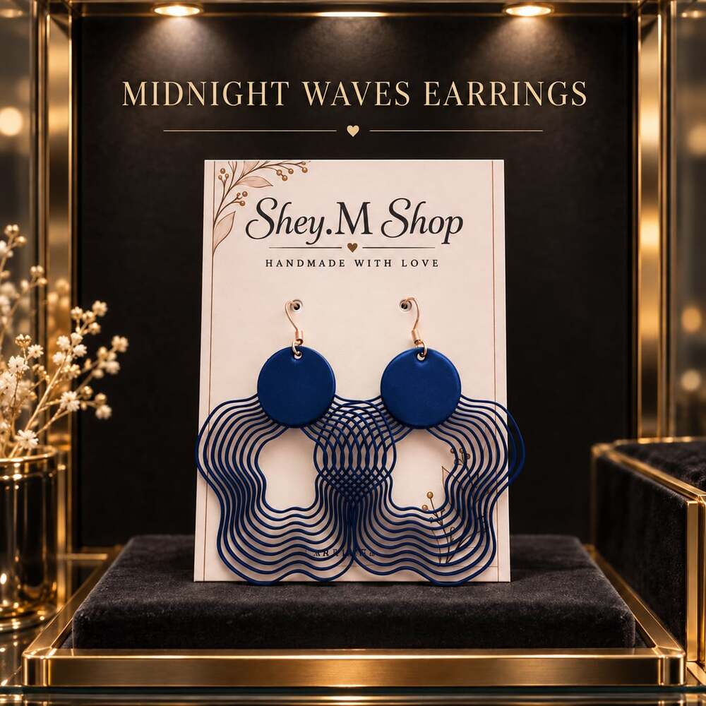 Shey.M Shop Midnight Waves Earrings Blue Geometric Dangle Earrings